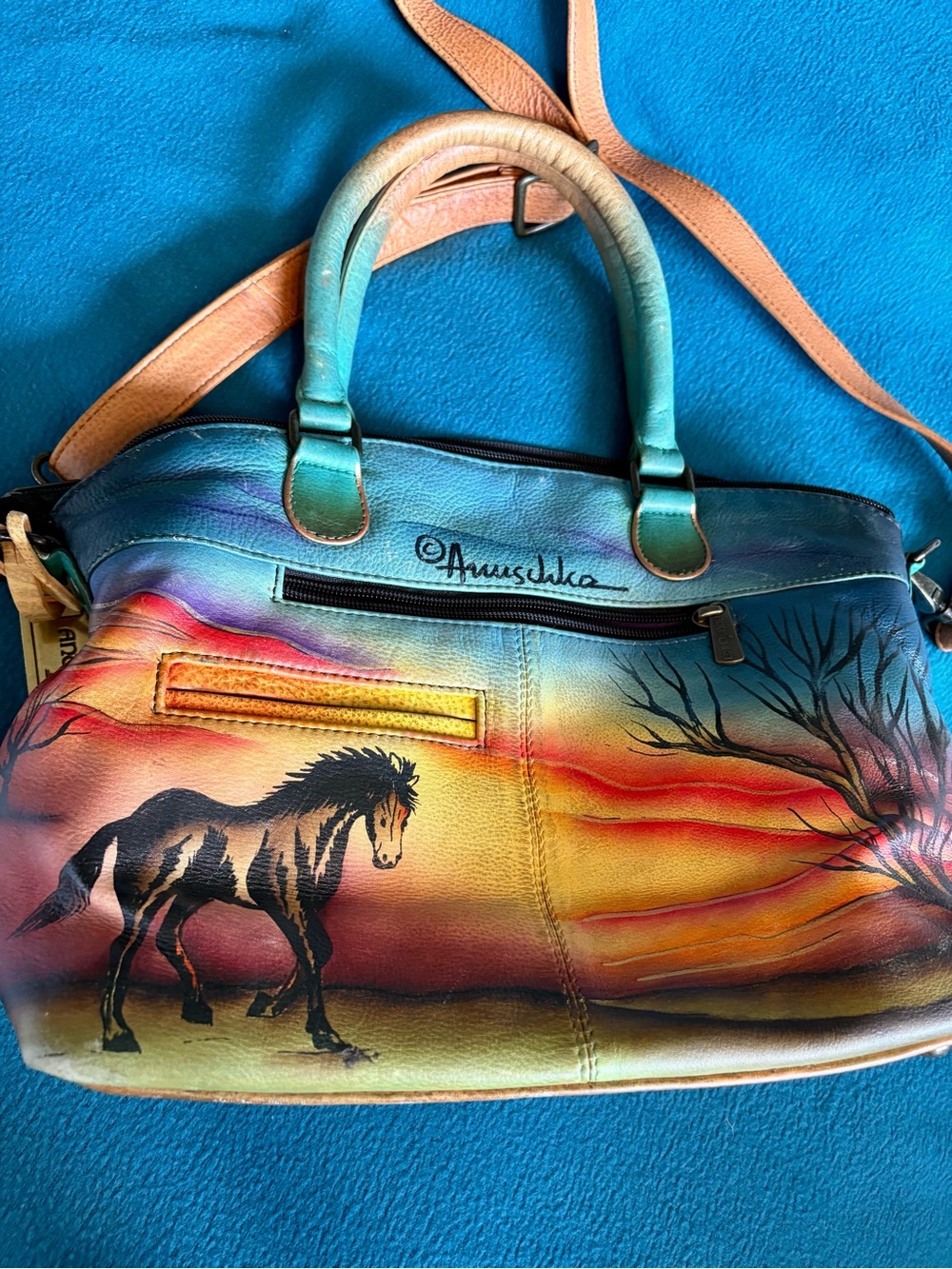 🐴🩵💚 Hand Painted Horse Purse 👜 - Picture 6 of 9